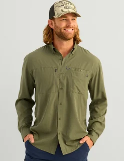 Huk Gear Button Downs-A1A Button-Down Moss