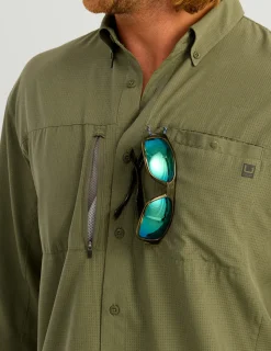 Huk Gear Button Downs-A1A Button-Down Moss