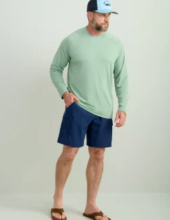 Huk Gear Performance Tops-A1A Performance Crew Fog Green
