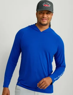 Huk Gear Performance Tops-A1A Performance Hoodie Ocean Blue