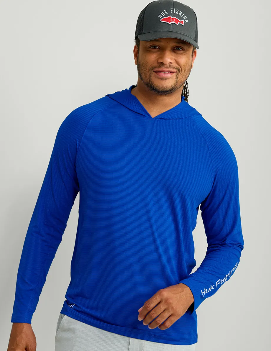 Huk Gear Performance Tops-A1A Performance Hoodie Ocean Blue