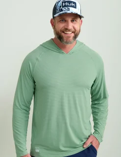 Huk Gear Performance Tops-A1A Performance Hoodie Fog Green