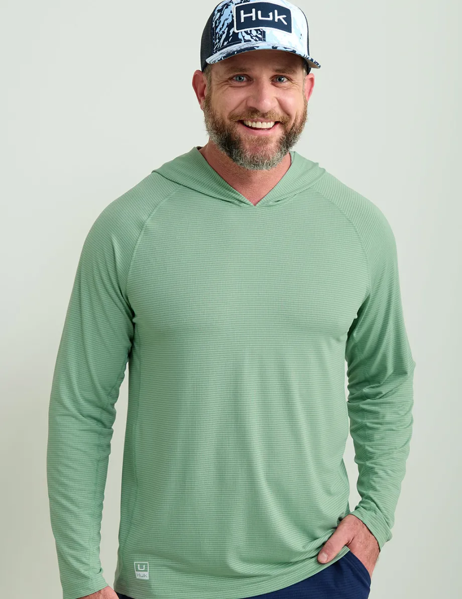 Huk Gear Performance Tops-A1A Performance Hoodie Fog Green