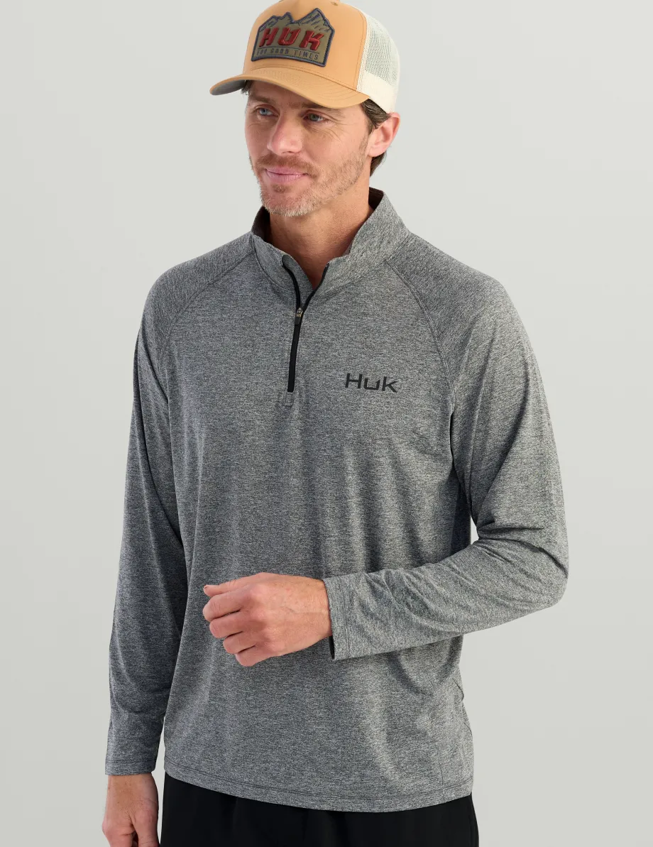 Huk Gear Performance Tops-Airweight Heather 1/4 Zip Volcanic Ash Heather