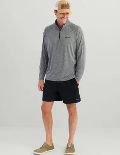 Huk Gear Performance Tops-Airweight Heather 1/4 Zip Volcanic Ash Heather