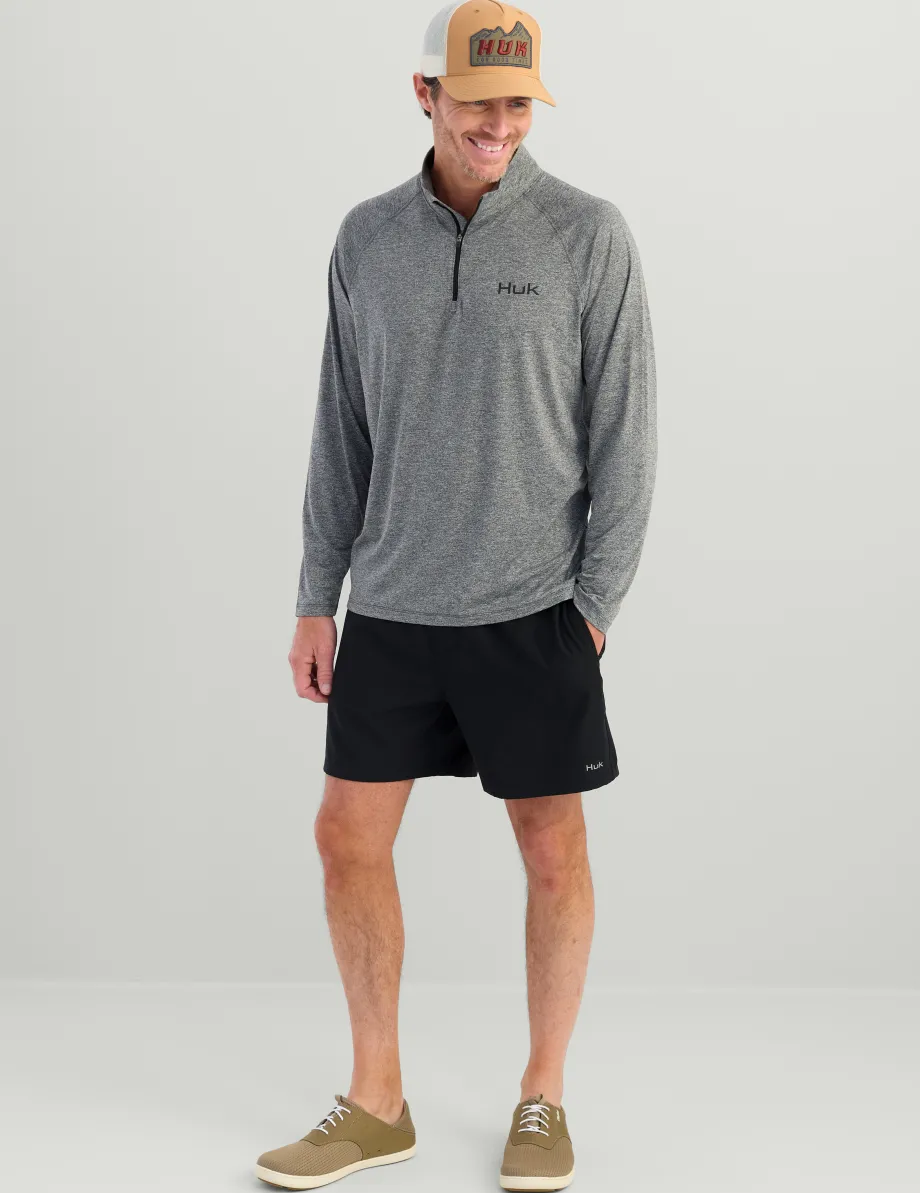 Huk Gear Performance Tops-Airweight Heather 1/4 Zip Volcanic Ash Heather