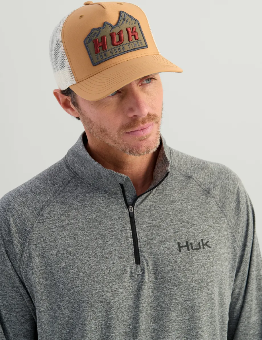 Huk Gear Performance Tops-Airweight Heather 1/4 Zip Volcanic Ash Heather