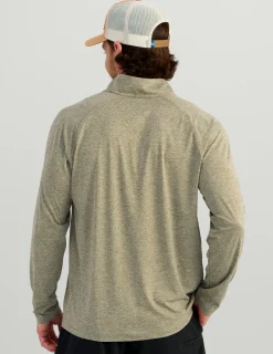Huk Gear Performance Tops-Airweight Heather 1/4 Zip Moss Heather
