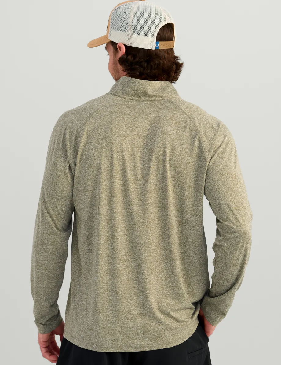Huk Gear Performance Tops-Airweight Heather 1/4 Zip Moss Heather