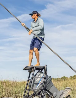 Huk Gear Performance Tops-Airweight Heather 1/4 Zip Silver Blue Heather
