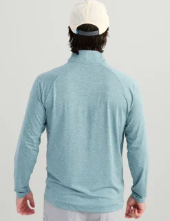 Huk Gear Performance Tops-Airweight Heather 1/4 Zip Silver Blue Heather
