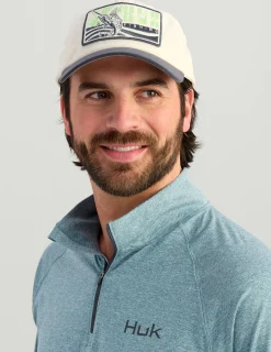 Huk Gear Performance Tops-Airweight Heather 1/4 Zip Silver Blue Heather