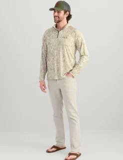 Huk Gear Performance Tops-Airweight KC 1/4 Zip KC Sand Camo