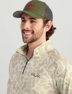 Huk Gear Performance Tops-Airweight KC 1/4 Zip KC Sand Camo