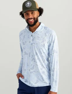 Huk Gear Performance Tops-Airweight KC 1/4 Zip KC Sky Camo