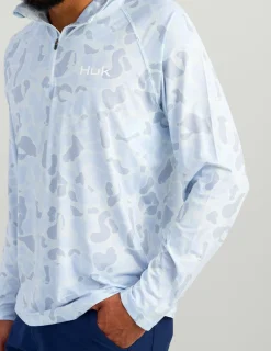 Huk Gear Performance Tops-Airweight KC 1/4 Zip KC Sky Camo