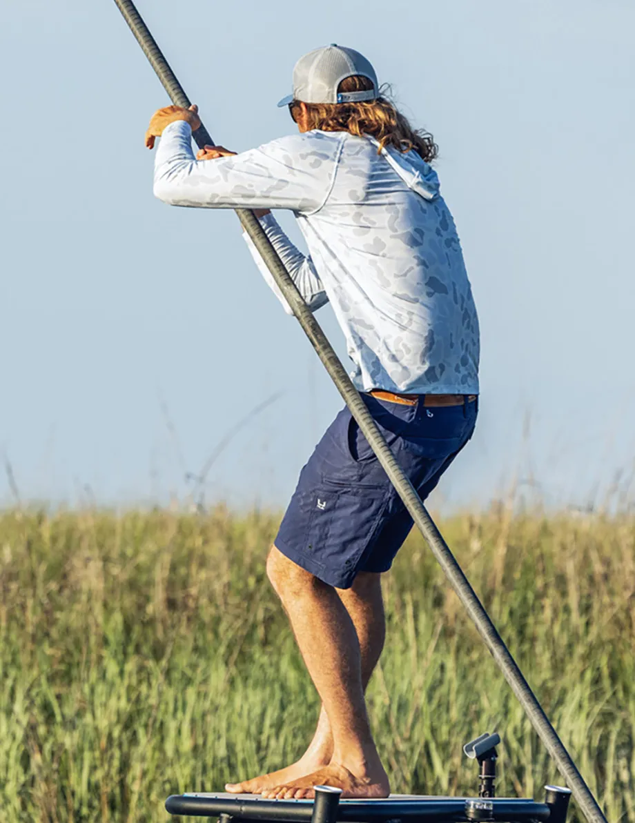 Huk Gear Performance Tops-Airweight KC Printed Hoodie KC Sky Camo