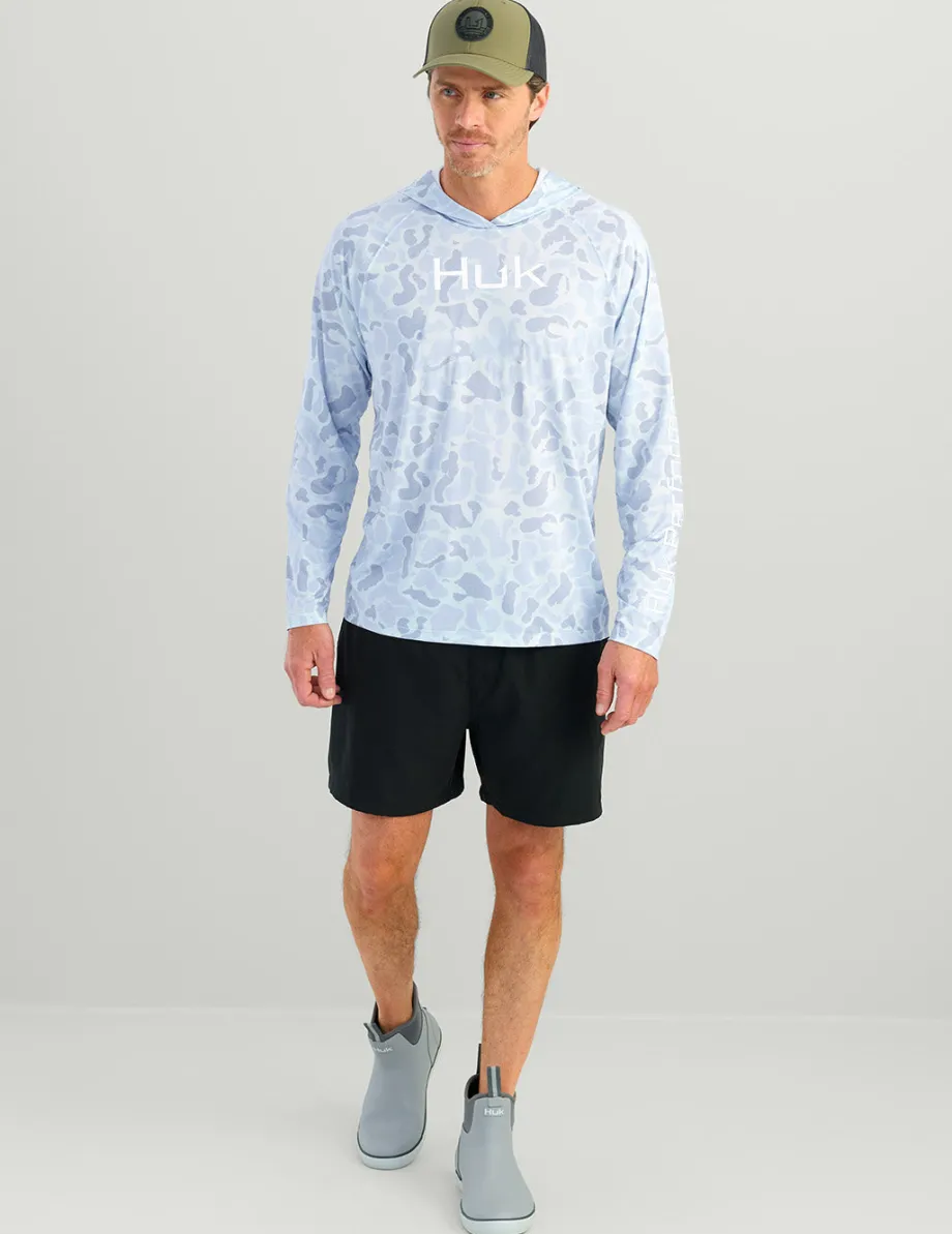 Huk Gear Performance Tops-Airweight KC Printed Hoodie KC Sky Camo