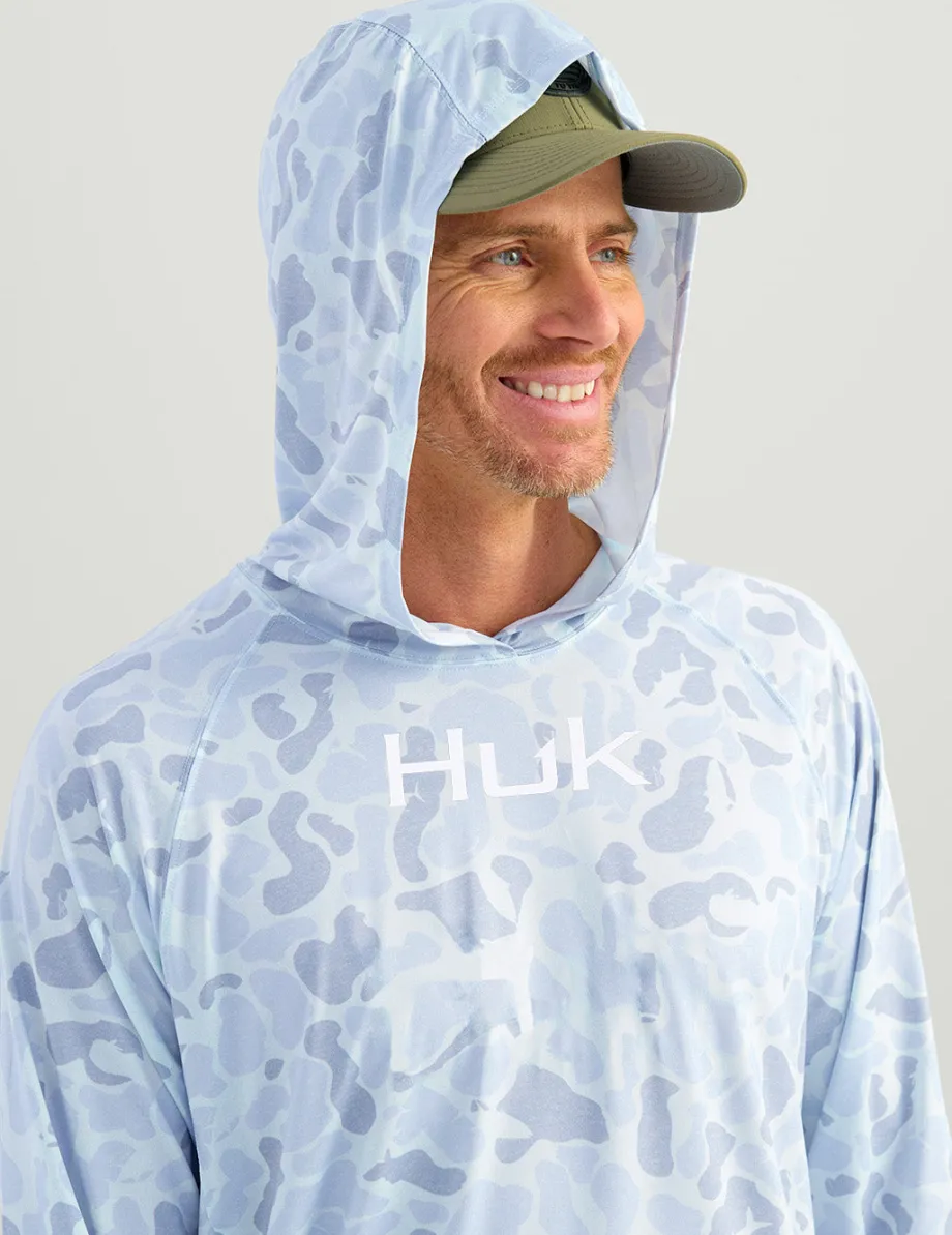 Huk Gear Performance Tops-Airweight KC Printed Hoodie KC Sky Camo