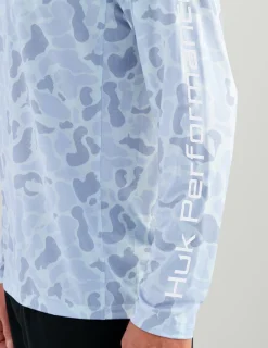 Huk Gear Performance Tops-Airweight KC Printed Hoodie KC Sky Camo