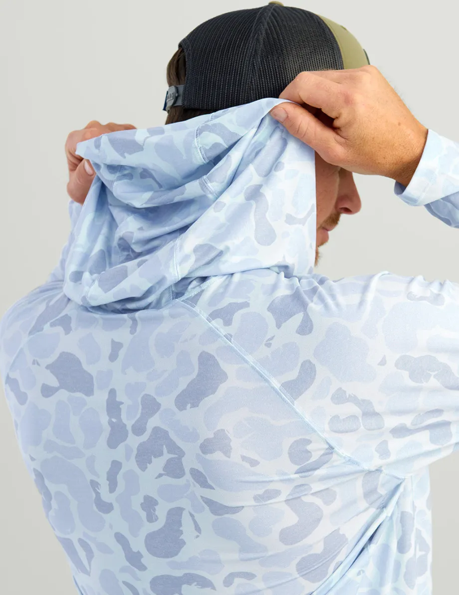 Huk Gear Performance Tops-Airweight KC Printed Hoodie KC Sky Camo