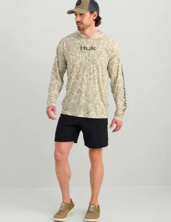 Huk Gear Performance Tops-Airweight KC Printed Hoodie KC Sand Camo