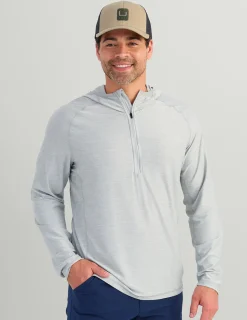 Huk Gear Performance Tops-Atoll Half Zip Hoodie Harbor Mist