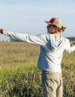 Huk Gear Performance Tops-Atoll Half Zip Hoodie Harbor Mist