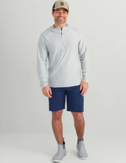 Huk Gear Performance Tops-Atoll Half Zip Hoodie Harbor Mist