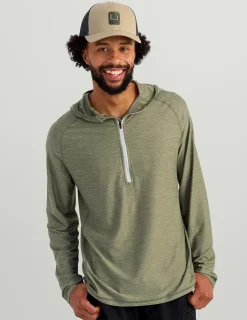 Huk Gear Performance Tops-Atoll Half Zip Hoodie Moss