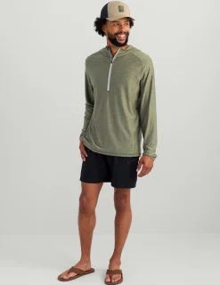 Huk Gear Performance Tops-Atoll Half Zip Hoodie Moss