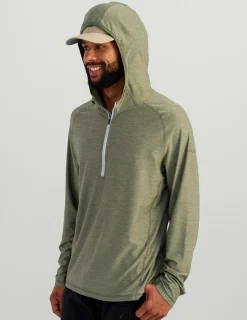 Huk Gear Performance Tops-Atoll Half Zip Hoodie Moss