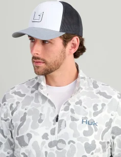 Huk Gear Hats-Barb U Trucker Hat Grey Heather