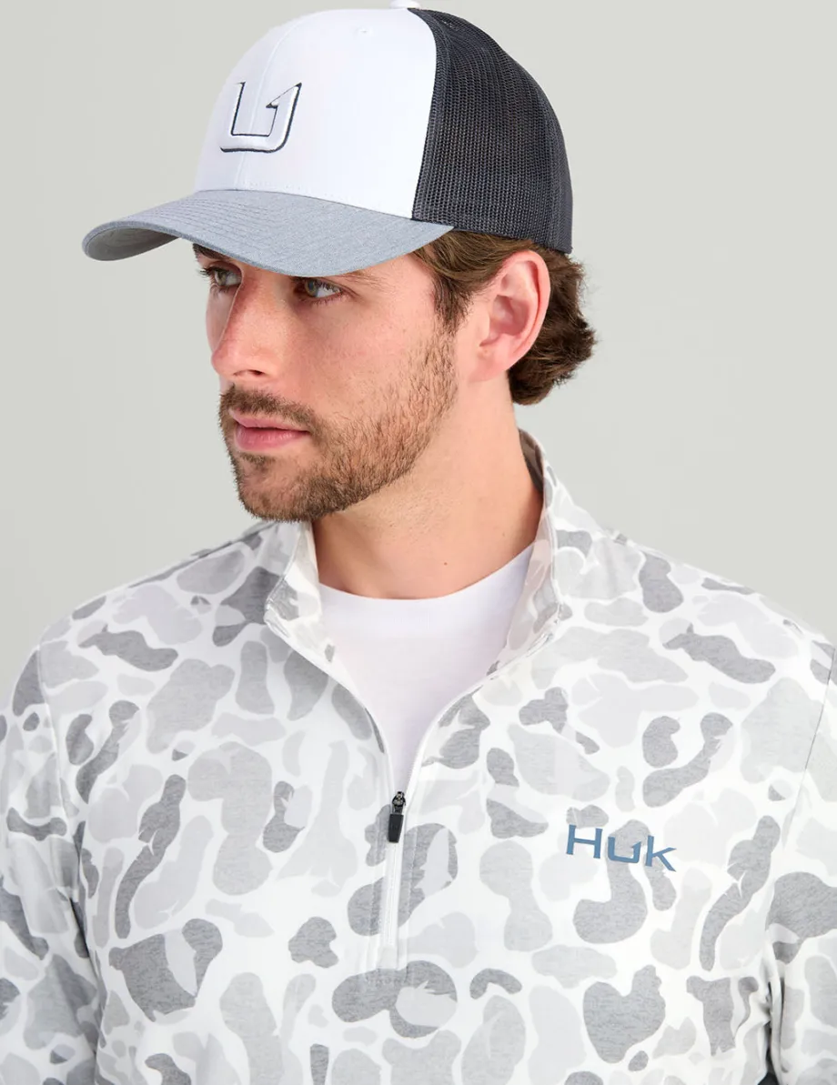 Huk Gear Hats-Barb U Trucker Hat Grey Heather