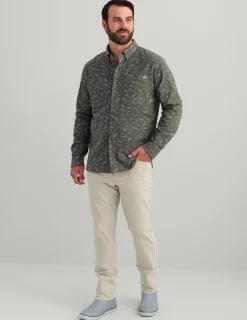 Huk Gear Button Downs-Chesapeake KC Printed Flannel Moss Mini Fish