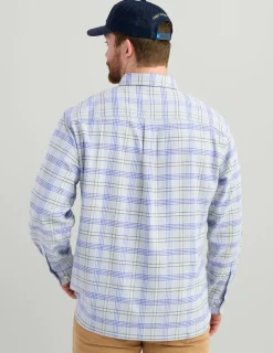 Huk Gear Button Downs-Chesapeake Plaid Flannel Harbor Mist Plaid