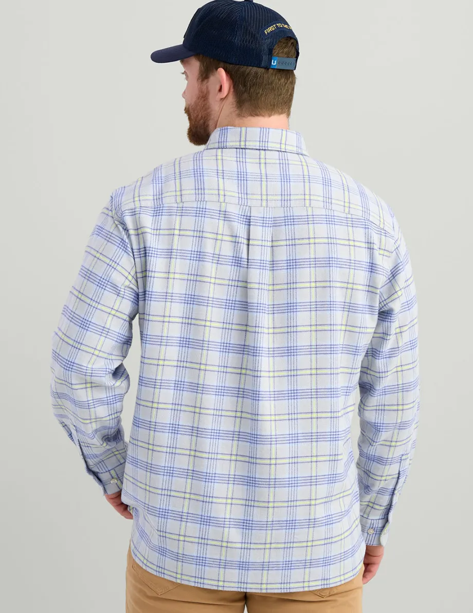 Huk Gear Button Downs-Chesapeake Plaid Flannel Harbor Mist Plaid