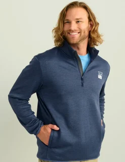 Huk Gear Hoodies & Pullovers-Coldfront+ Performance 1/4 Zip Naval Academy Heather