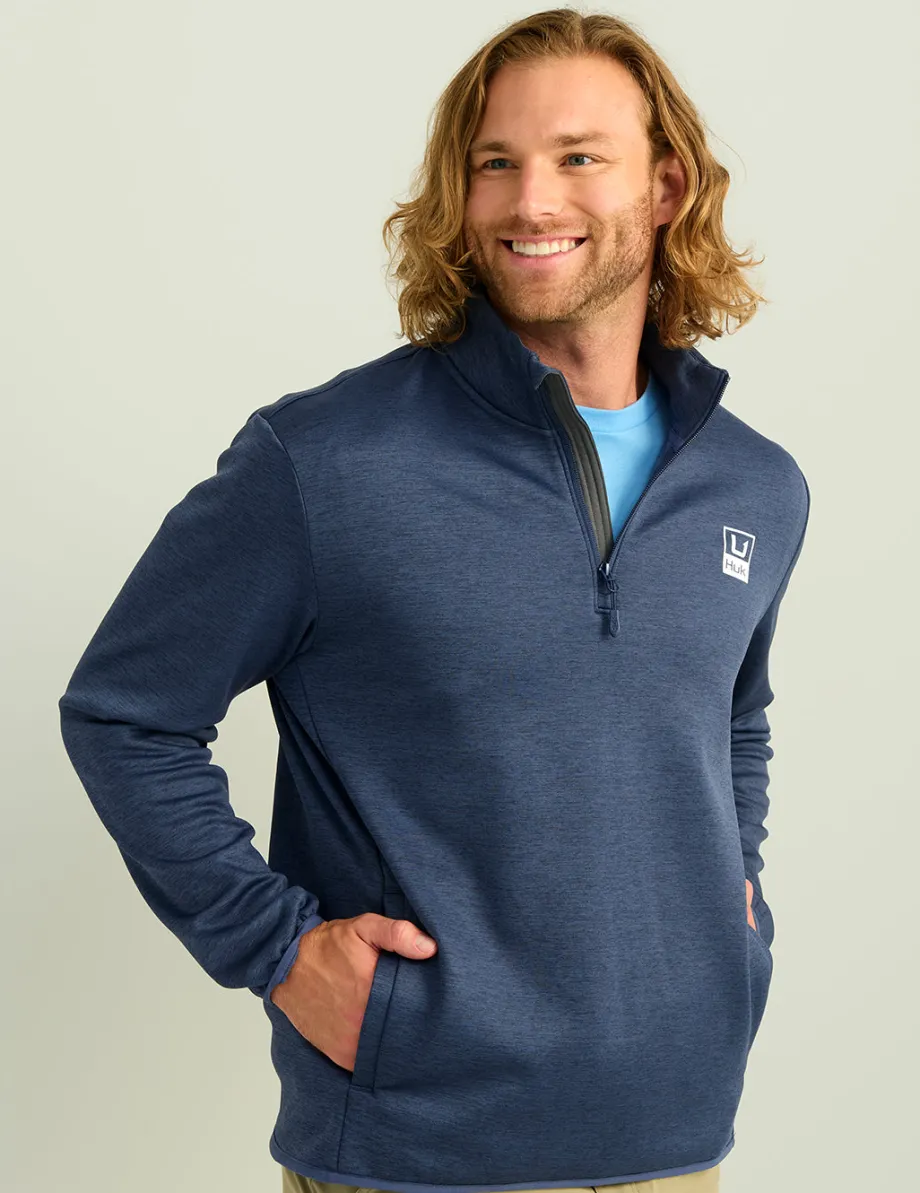 Huk Gear Hoodies & Pullovers-Coldfront+ Performance 1/4 Zip Naval Academy Heather