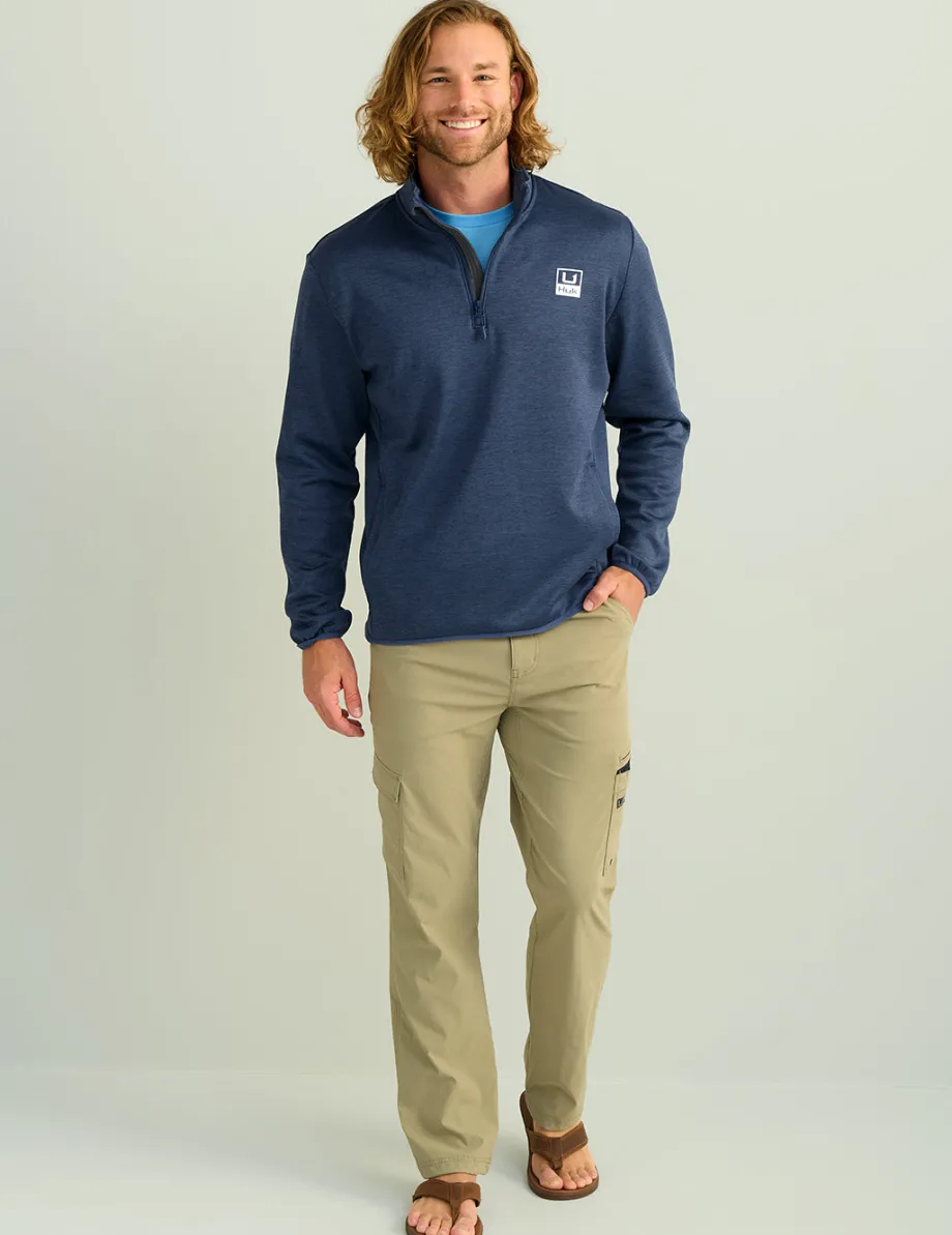 Huk Gear Hoodies & Pullovers-Coldfront+ Performance 1/4 Zip Naval Academy Heather