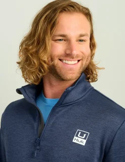 Huk Gear Hoodies & Pullovers-Coldfront+ Performance 1/4 Zip Naval Academy Heather