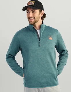 Huk Gear Hoodies & Pullovers-Coldfront+ Performance 1/4 Zip North Atlantic Heather