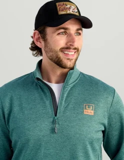Huk Gear Hoodies & Pullovers-Coldfront+ Performance 1/4 Zip North Atlantic Heather