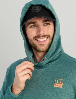Huk Gear Hoodies & Pullovers-Coldfront+ Performance Hoodie North Atlantic Heather