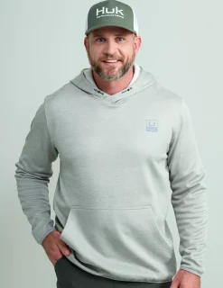 Huk Gear Hoodies & Pullovers-Coldfront+ Performance Hoodie Harbor Mist Heather