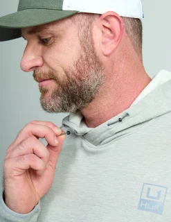 Huk Gear Hoodies & Pullovers-Coldfront+ Performance Hoodie Harbor Mist Heather
