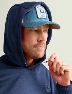 Huk Gear Hoodies & Pullovers-Coldfront+ Performance Hoodie Naval Academy Heather