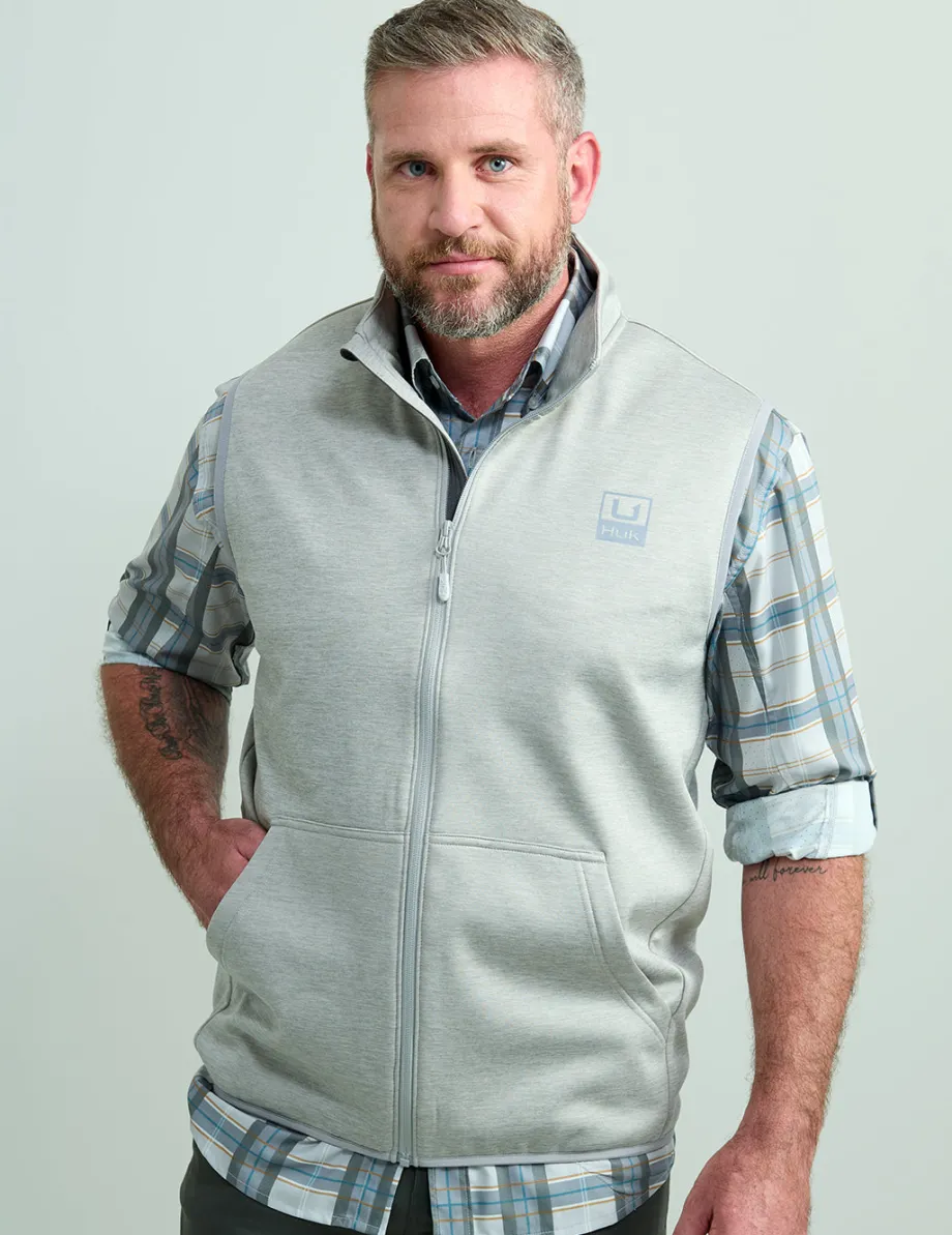 Huk Gear Vests-Coldfront+ Performance Vest Harbor Mist Heather
