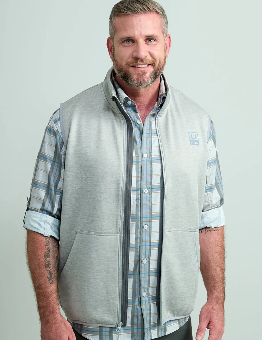Huk Gear Vests-Coldfront+ Performance Vest Harbor Mist Heather
