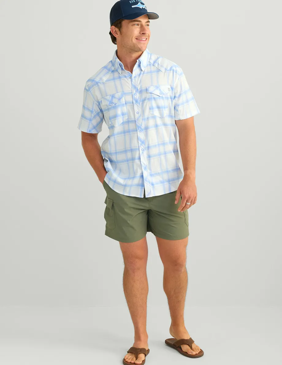 Huk Gear Button Downs-Diamond Back Plaid Short Sleeve Button-Down Windsurfer Plaid